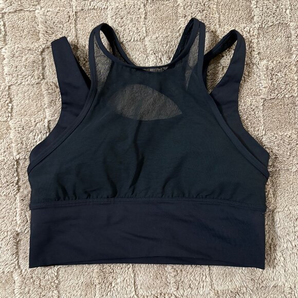 EXCELLENT Lululemon Black Double Tap Sports Training Gym Bra II  Mesh Crop Top 6 - Picture 2 of 9